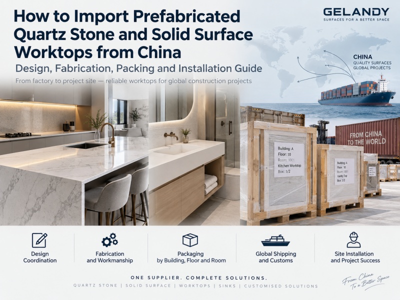 Cómo importar encimeras prefabricadas de superficie sólida desde China: Guía de diseño, fabricación, embalaje e instalación.